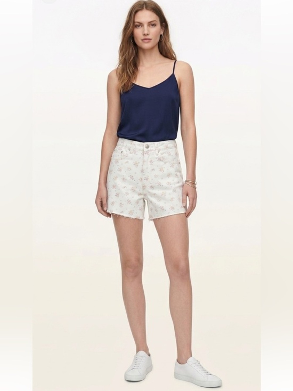 Zara Highrise Floral Print Jean Shorts